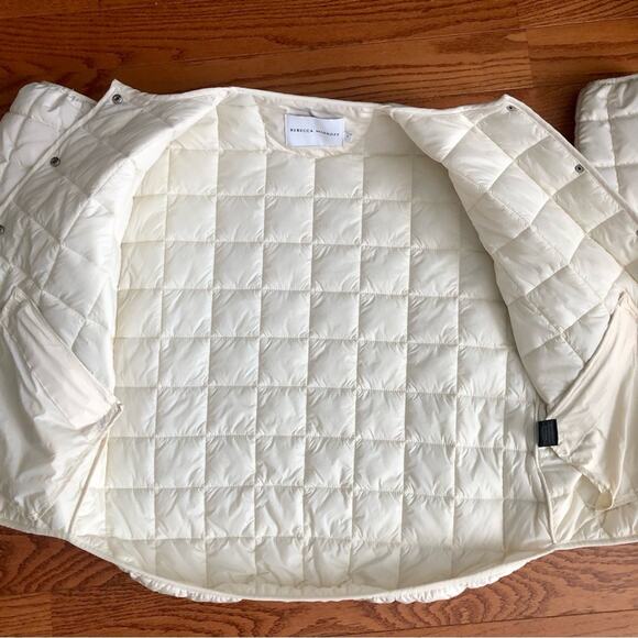 Rebecca Minkoff Box Quilt Puffer Zip Pockets White Cream Jacket Women’s Size S - Picture 9 of 12